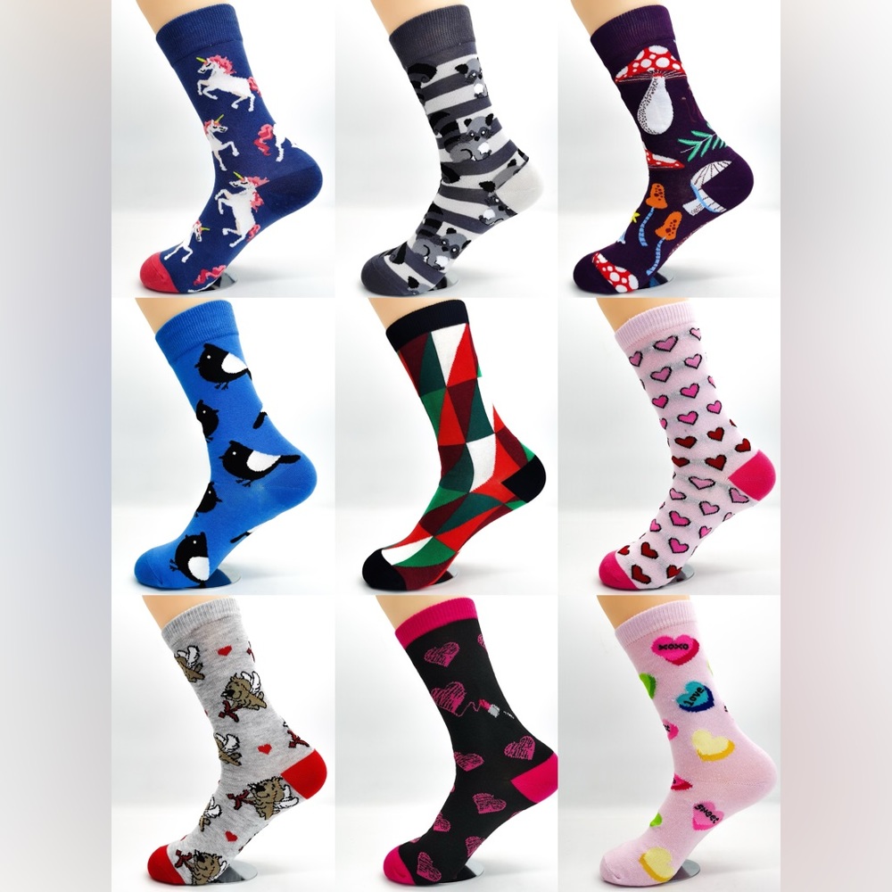 6 Pair Women’s Cute Funny Novelty Casual Cotton Crew Socks Fit Shoe Size: 6-10